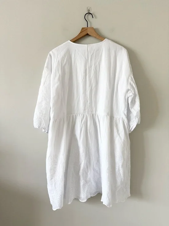 NWT Good Hart White Eyelet Montrose Mini Dress XXL Scalloped Hem Cotton Bridal - Picture 5 of 8